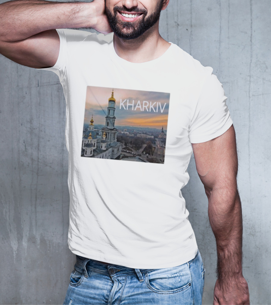 Kharkiv City Skyline With Famous Cathedral Sunset View T-Shirt