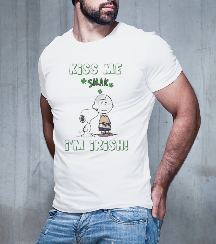 Kiss Me Smak I'm Irish With Iconic Cartoon Characters And Shamrocks T-Shirt