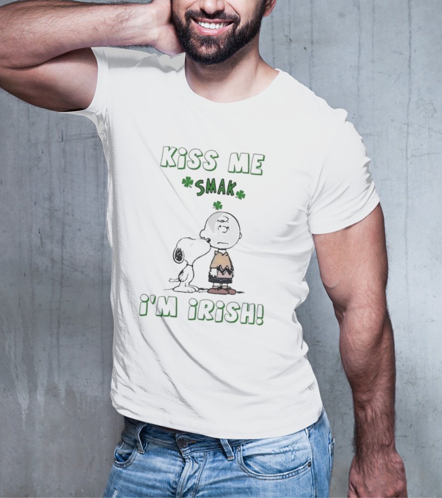 Kiss Me Smak I'm Irish With Iconic Cartoon Characters And Shamrocks T-Shirt