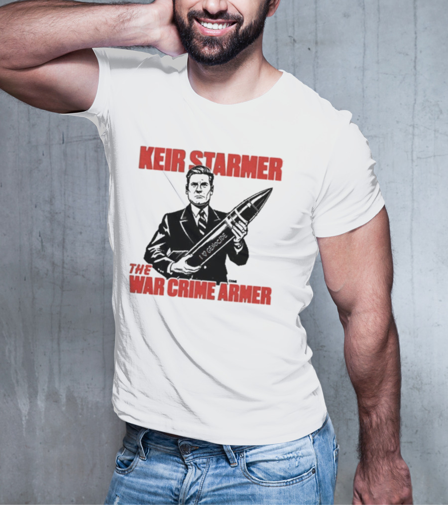 Keir Starmer The War Crime Armer Rocket Sketch T-Shirt