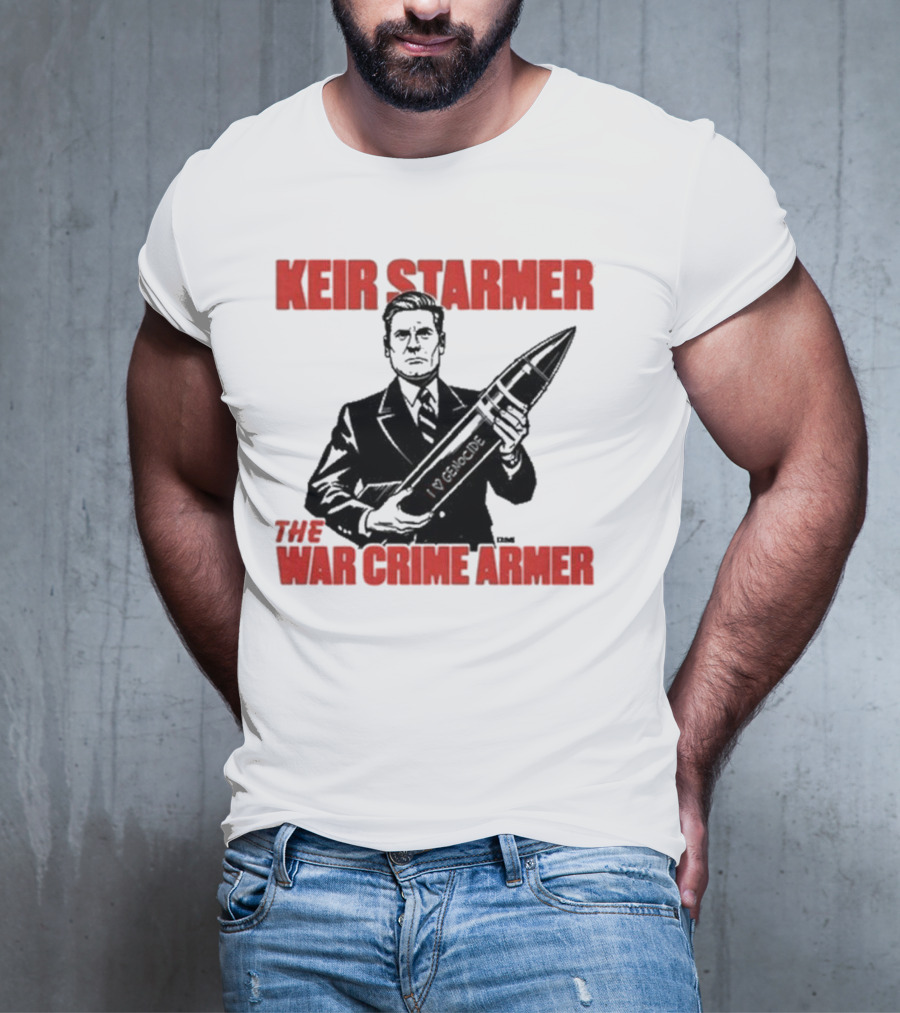 Keir Starmer The War Crime Armer Rocket Sketch T-Shirt