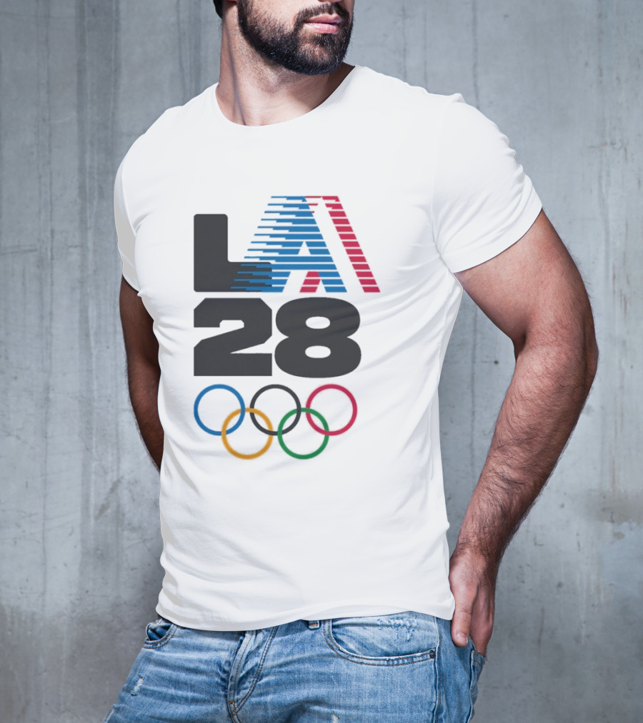 "LA 2028 Summer Olympics Retro Style With Olympic Rings" T-Shirt