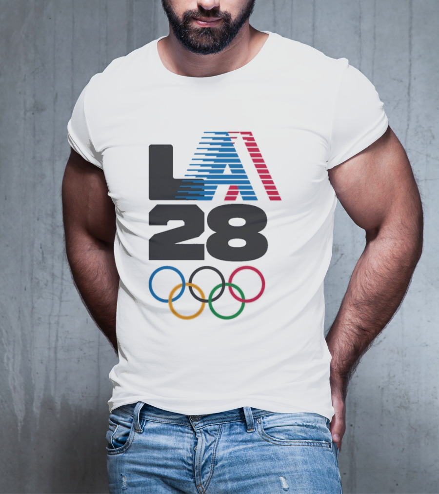 "LA 2028 Summer Olympics Retro Style With Olympic Rings" T-Shirt