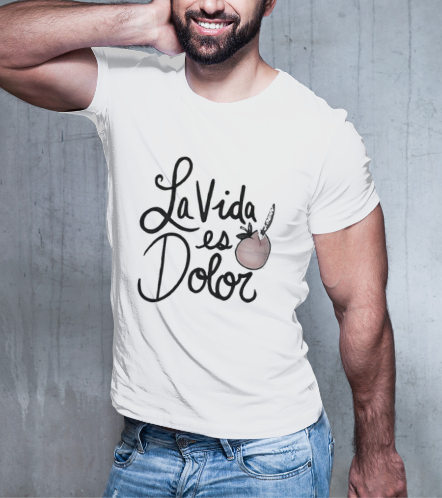 La Vida Es Dolor Red Heart Drawing T-Shirt