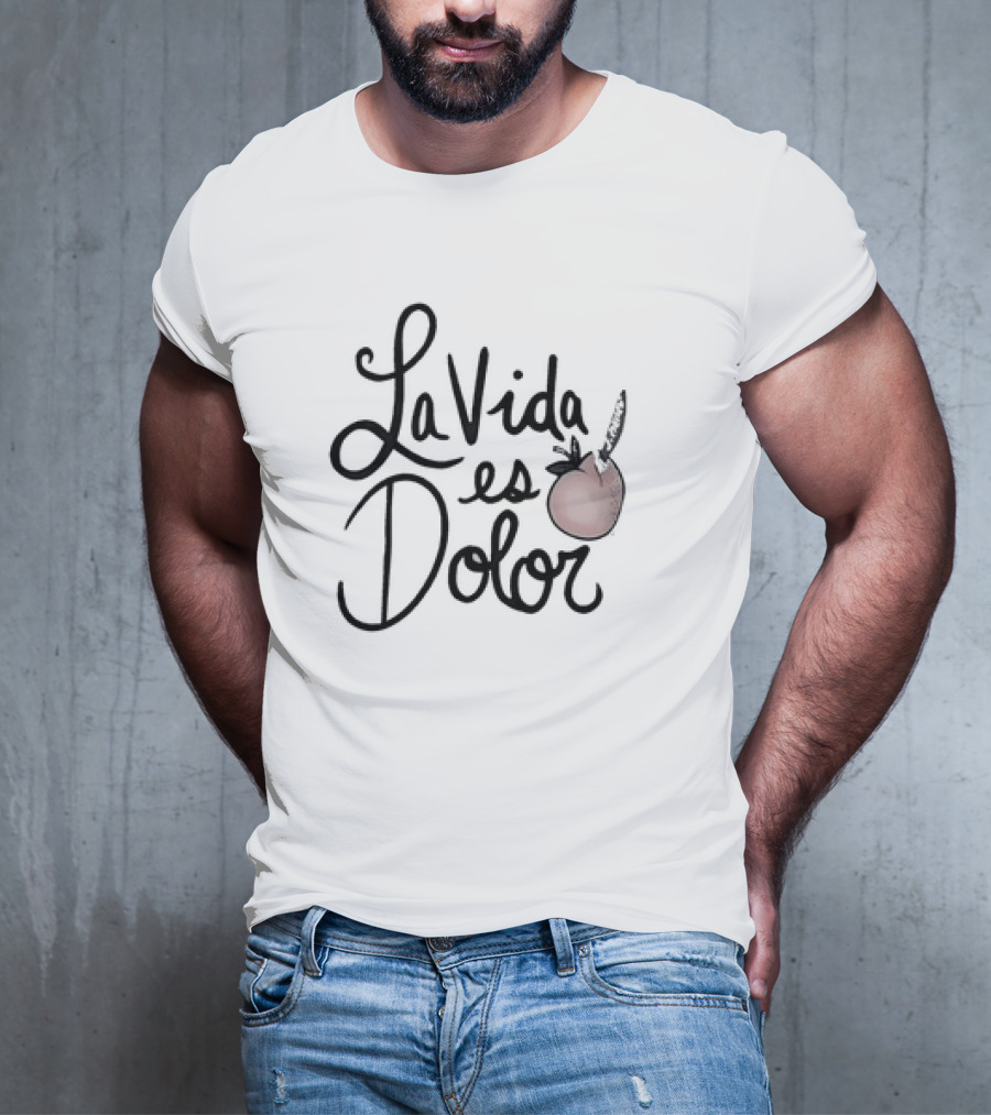 La Vida Es Dolor Red Heart Drawing T-Shirt