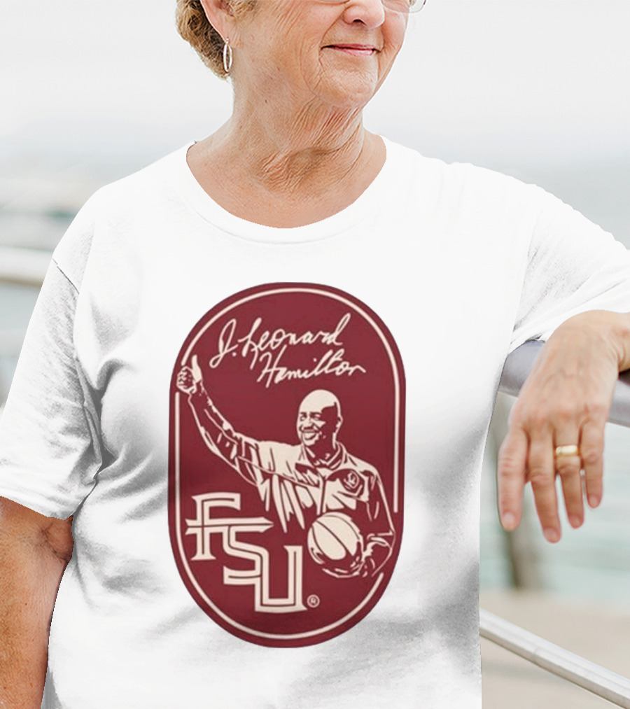 Leonard Hamilton FSU Basketball Coach With Ball And Signature T-Shirt