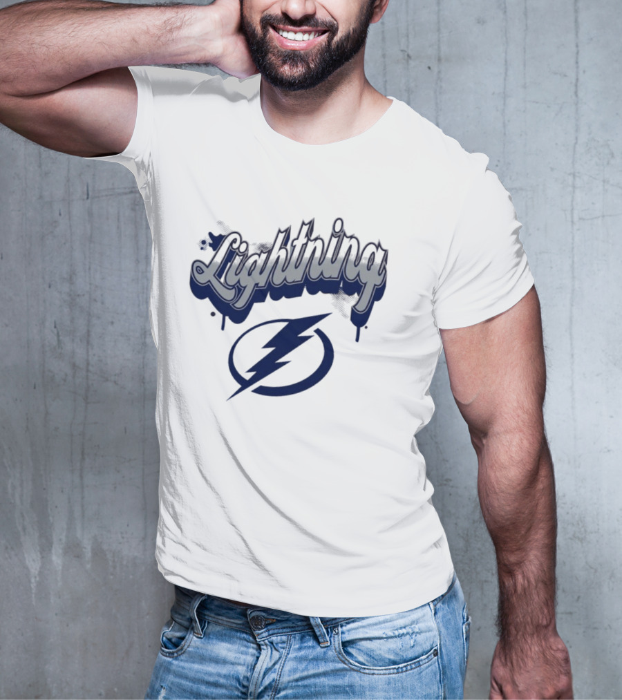 Lightning Script Blue Bolt Bubbly Tampa Bay T-Shirt