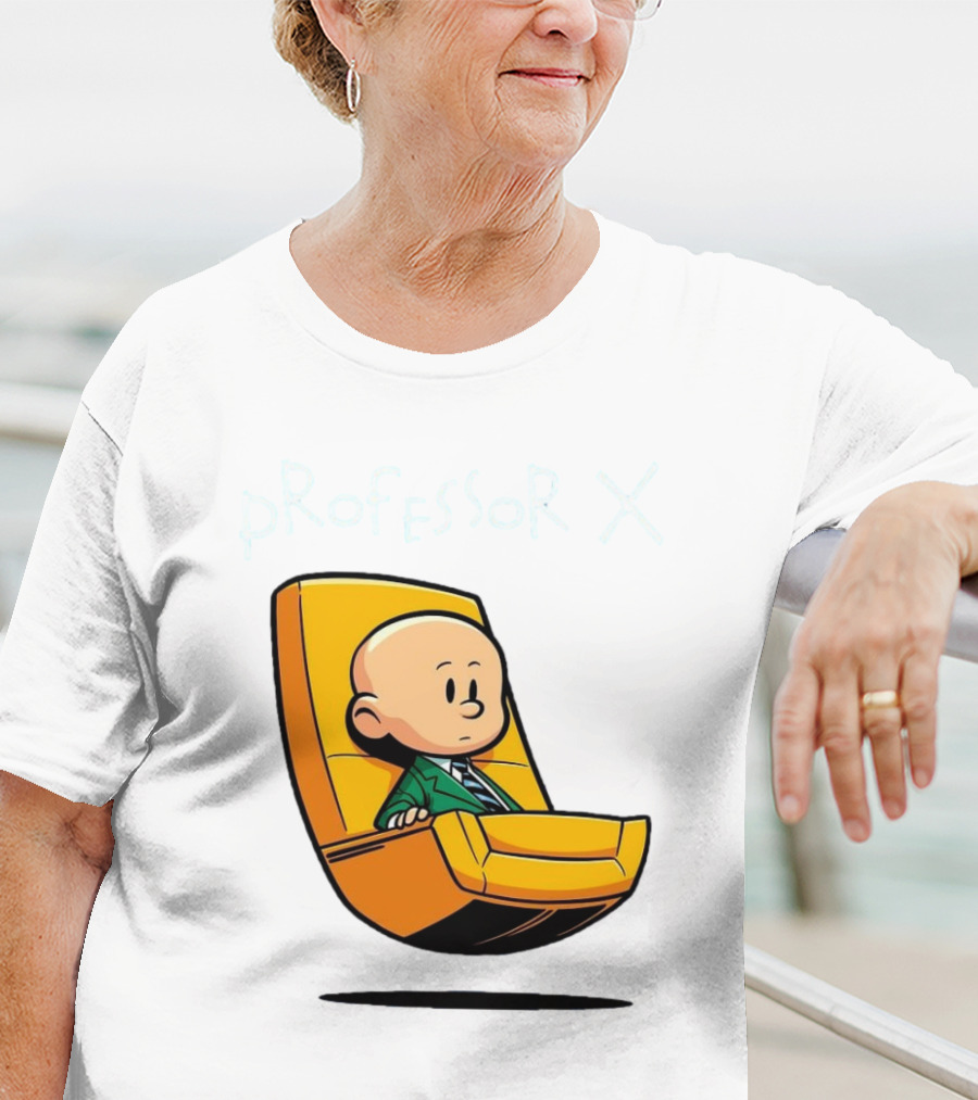 Professor X Cartoon Style In Yellow Chair T-Shirt