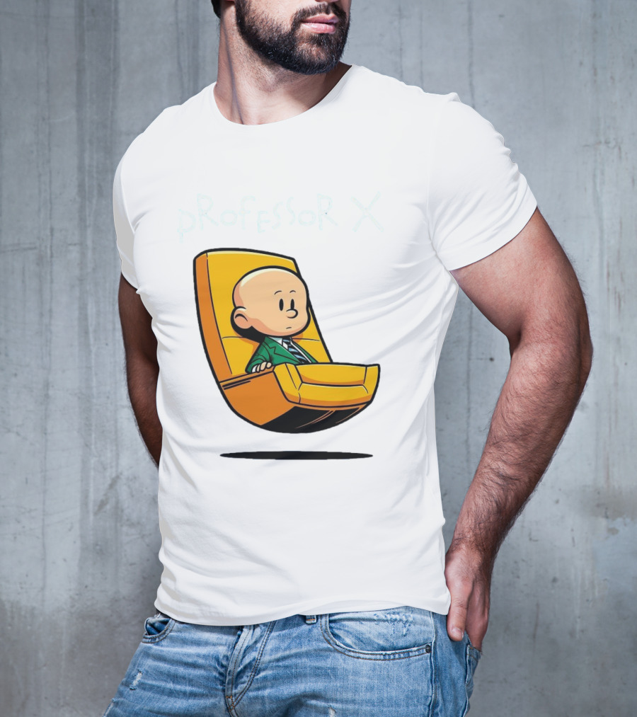 Professor X Cartoon Style In Yellow Chair T-Shirt