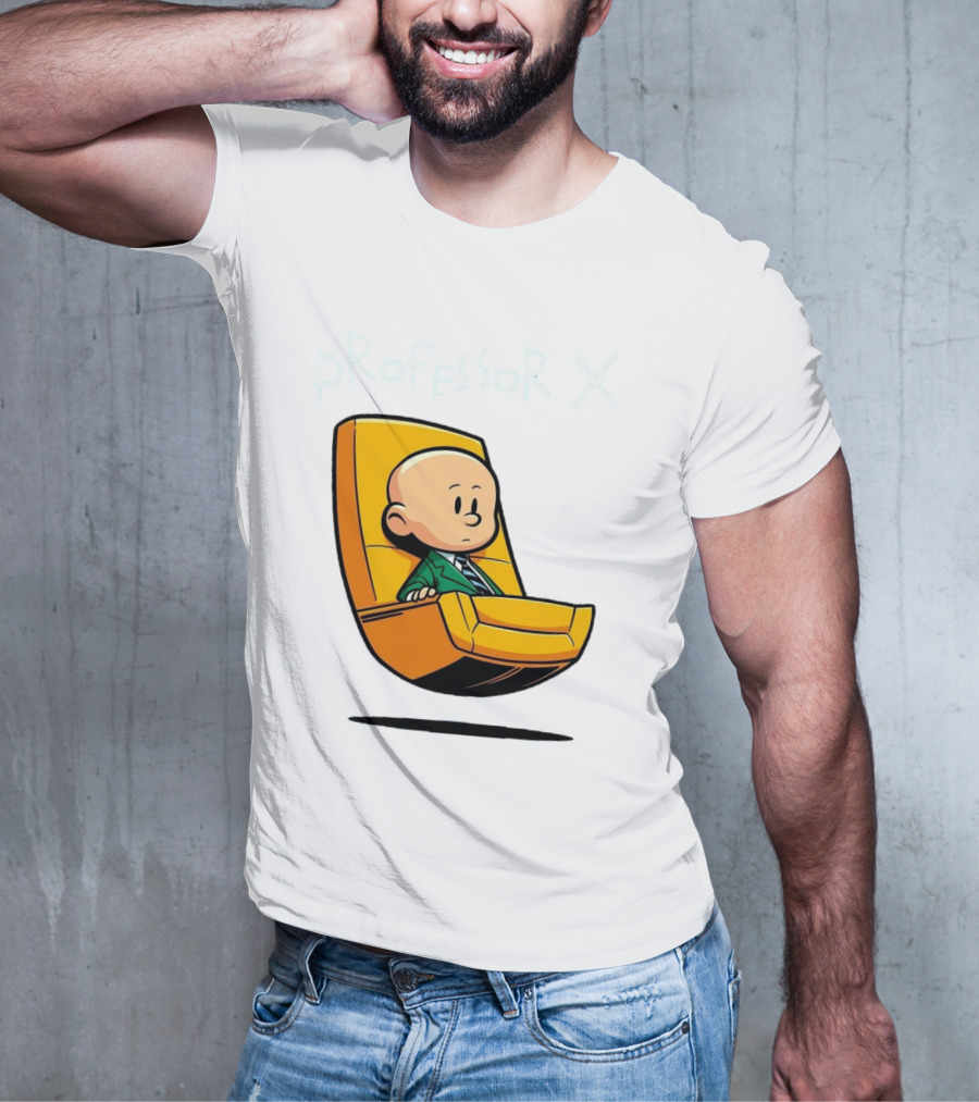Professor X Cartoon Style In Yellow Chair T-Shirt