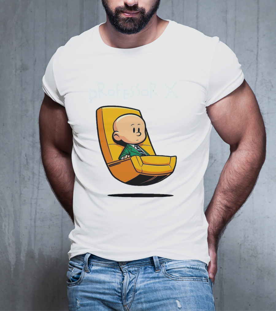 Professor X Cartoon Style In Yellow Chair T-Shirt