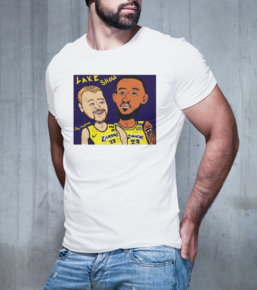 LeBron James And Luka Dončić Lake Show Lakers Cartoon Art 23 77 T-Shirt