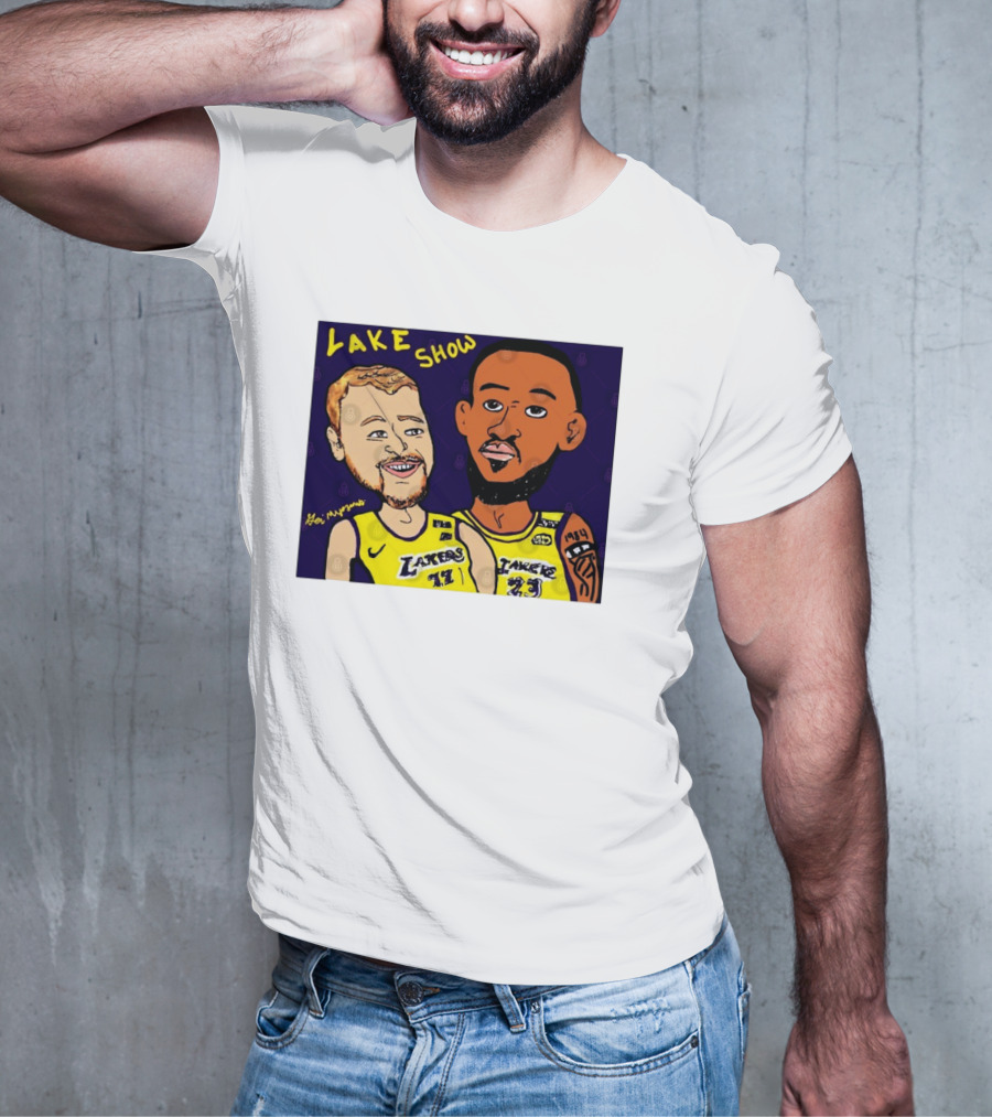 LeBron James And Luka Dončić Lake Show Lakers Cartoon Art 23 77 T-Shirt
