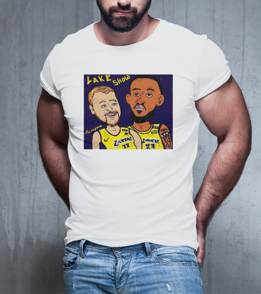 LeBron James And Luka Dončić Lake Show Lakers Cartoon Art 23 77 T-Shirt