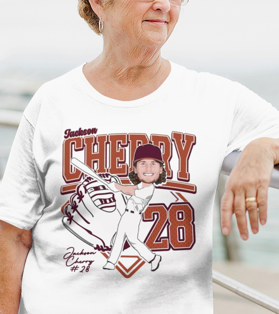 Cherry Baseball Jackson #28 Player Portrait 2025 T-Shirt