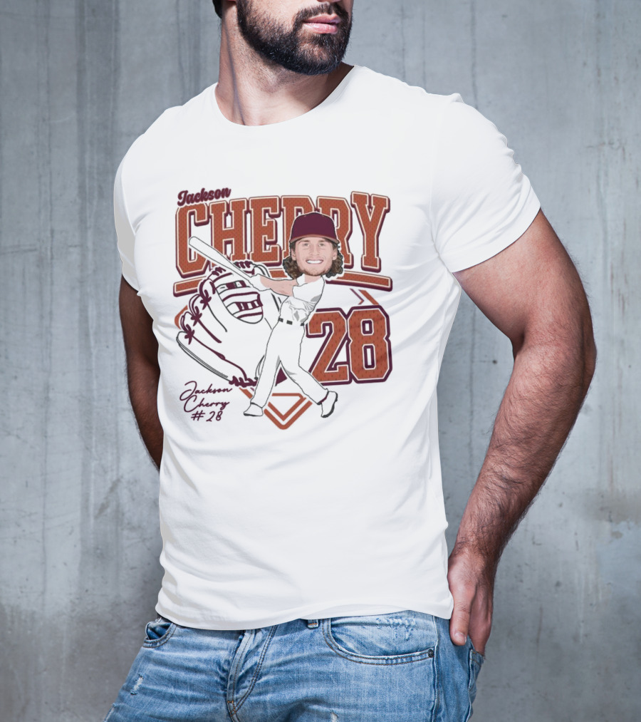 Cherry Baseball Jackson #28 Player Portrait 2025 T-Shirt