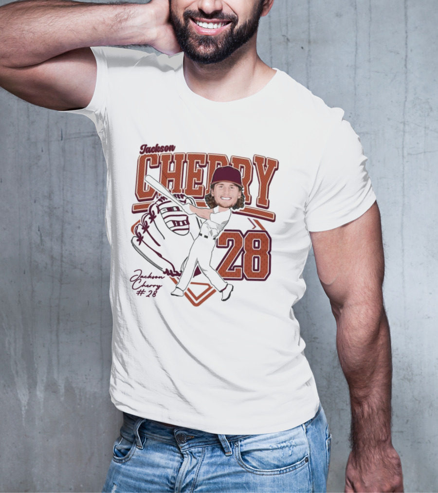 Cherry Baseball Jackson #28 Player Portrait 2025 T-Shirt
