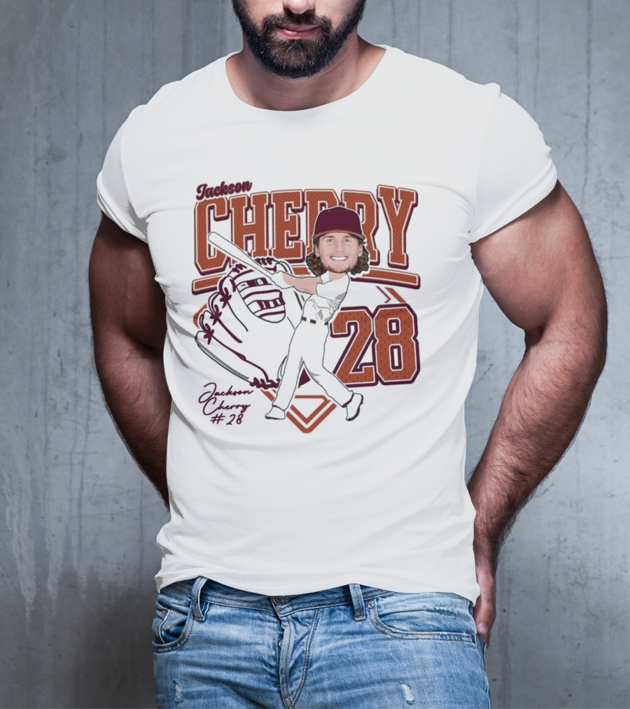 Cherry Baseball Jackson #28 Player Portrait 2025 T-Shirt