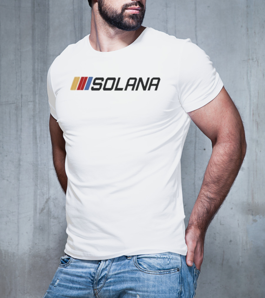 Jakey Wearing Solana Community Art Yellow Red Blue Bars T-Shirt
