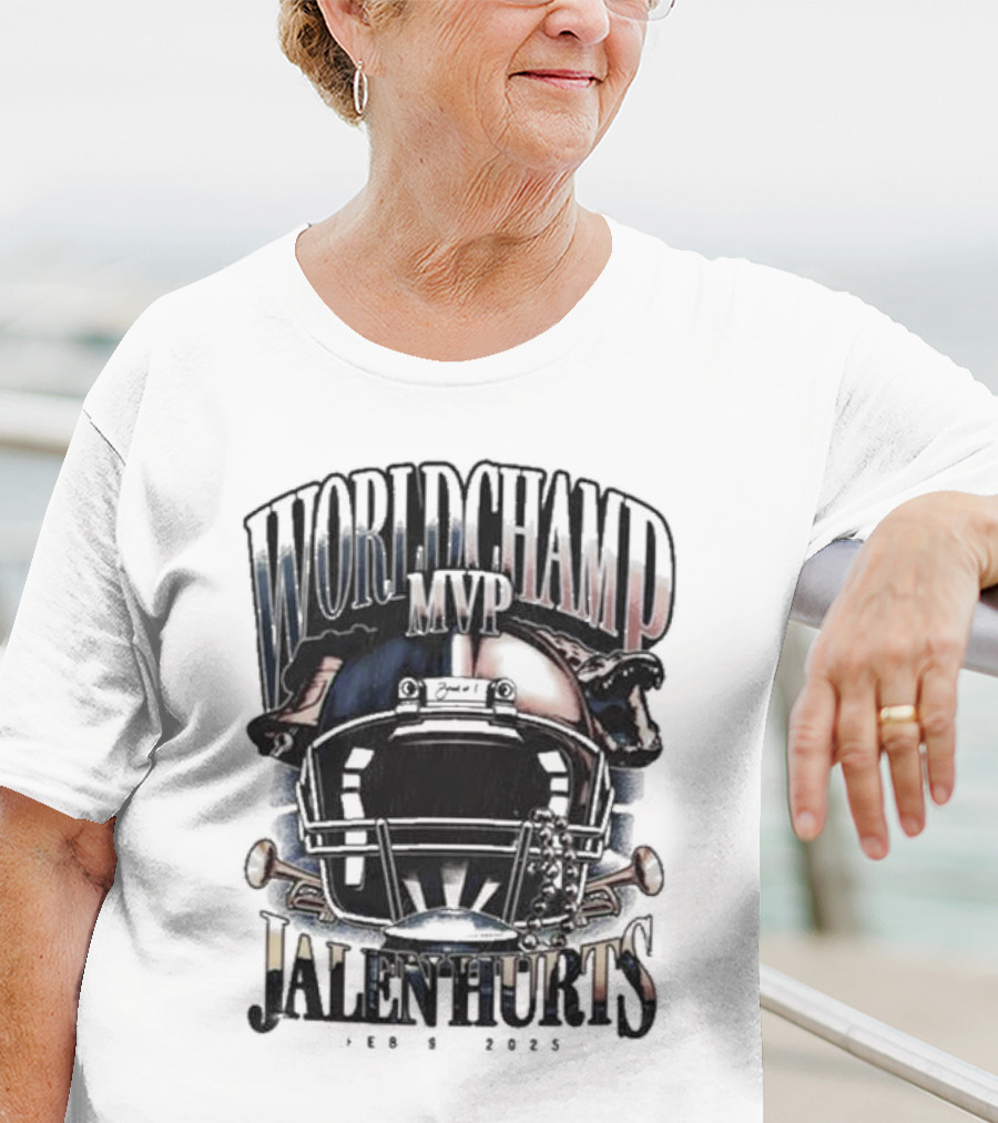 World Champ MVP Helmet Jalen Hurts Feb 9 2025 T-Shirt
