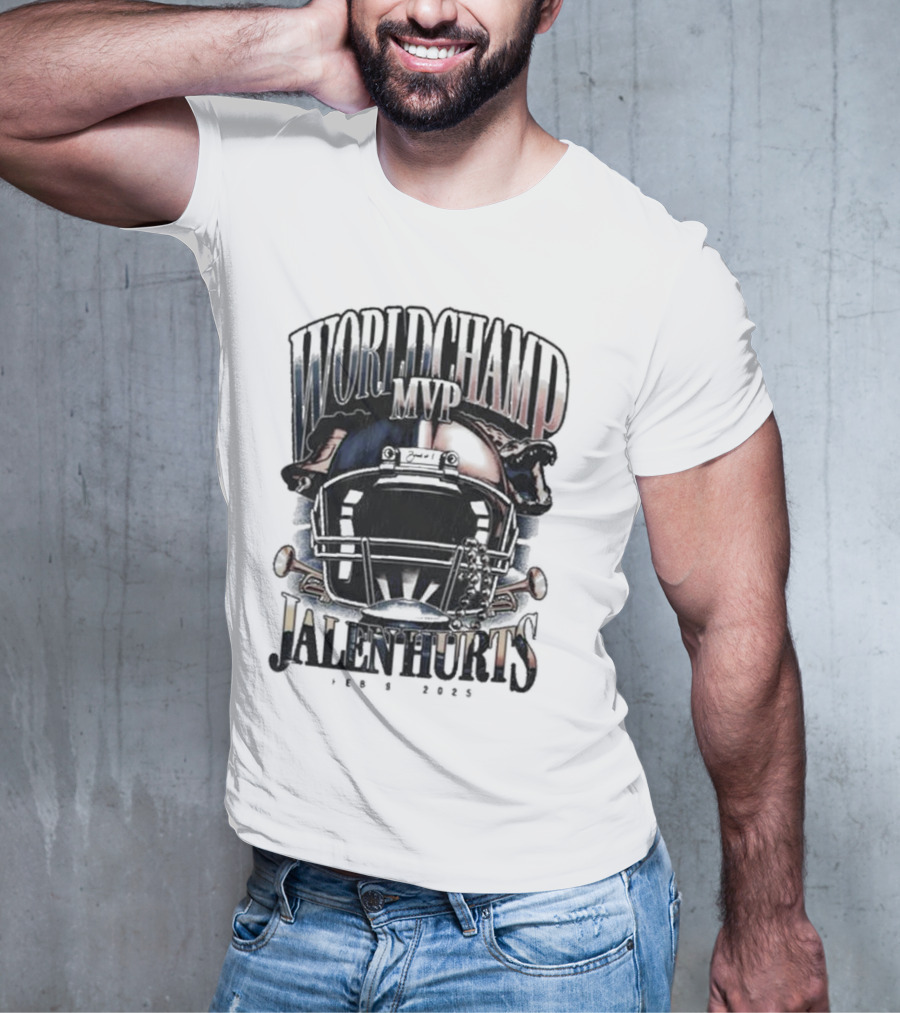 World Champ MVP Helmet Jalen Hurts Feb 9 2025 T-Shirt