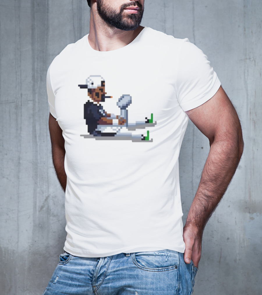 Jalen Hurts Philadelphia Eagles Champs 2025 Pixel Pigskin Player Holding Trophy T-Shirt