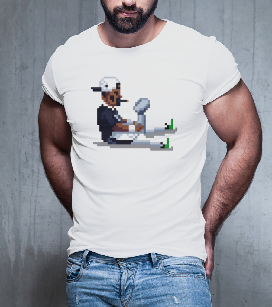 Jalen Hurts Philadelphia Eagles Champs 2025 Pixel Pigskin Player Holding Trophy T-Shirt