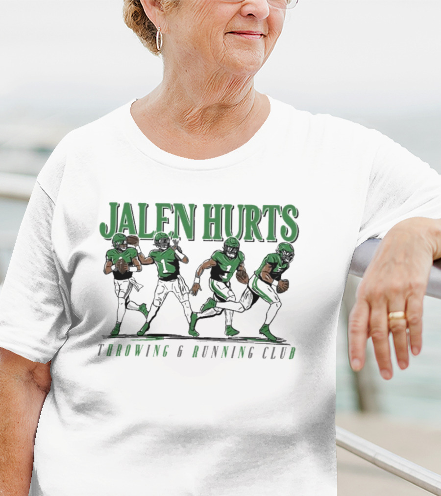 Jalen Hurts Dual Threat Throwing Running Action Figures Sports Apparel T-Shirt