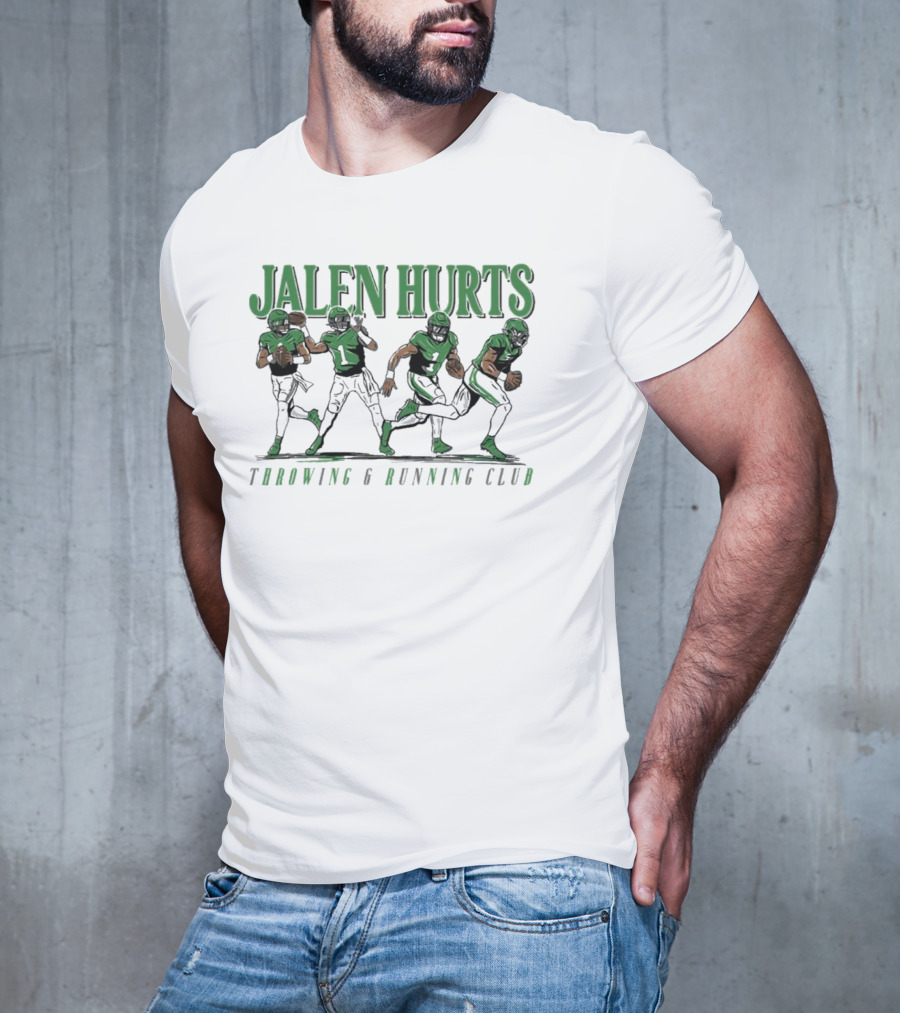 Jalen Hurts Dual Threat Throwing Running Action Figures Sports Apparel T-Shirt