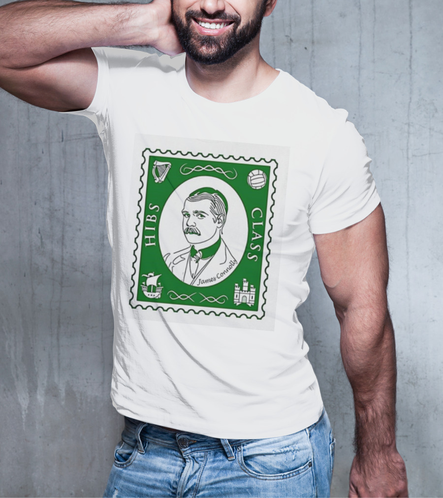 James Connolly Hibs Class Stamp With Harp, Ball, Ship, Castle Symbols T-Shirt