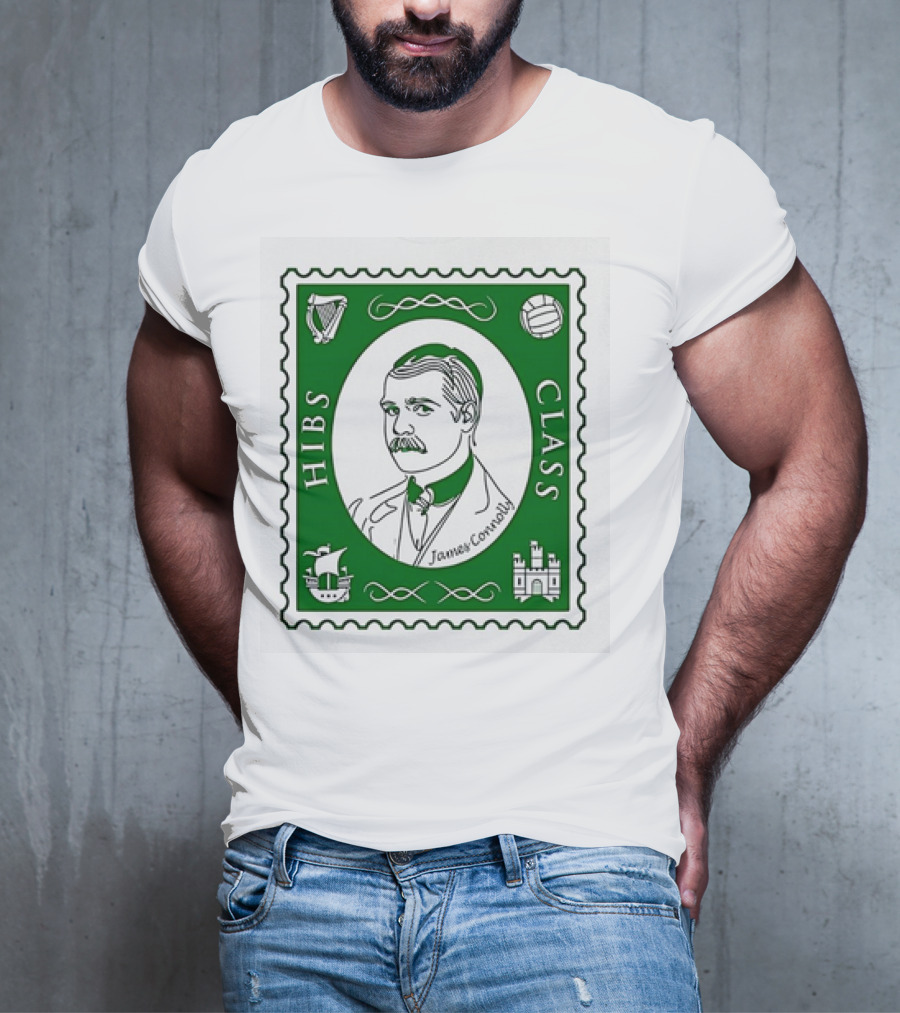 James Connolly Hibs Class Stamp With Harp, Ball, Ship, Castle Symbols T-Shirt
