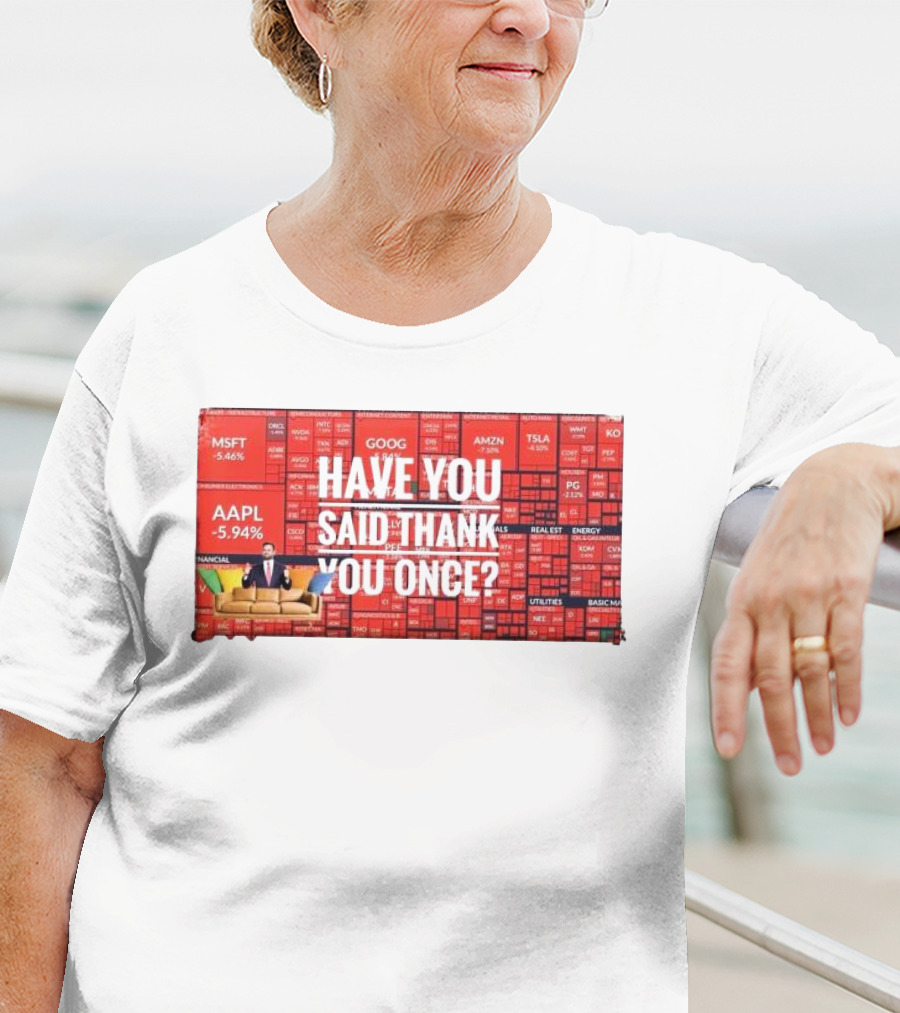 JD Vance Have You Said Thank You Once Stock Market Red Decline Background T-Shirt
