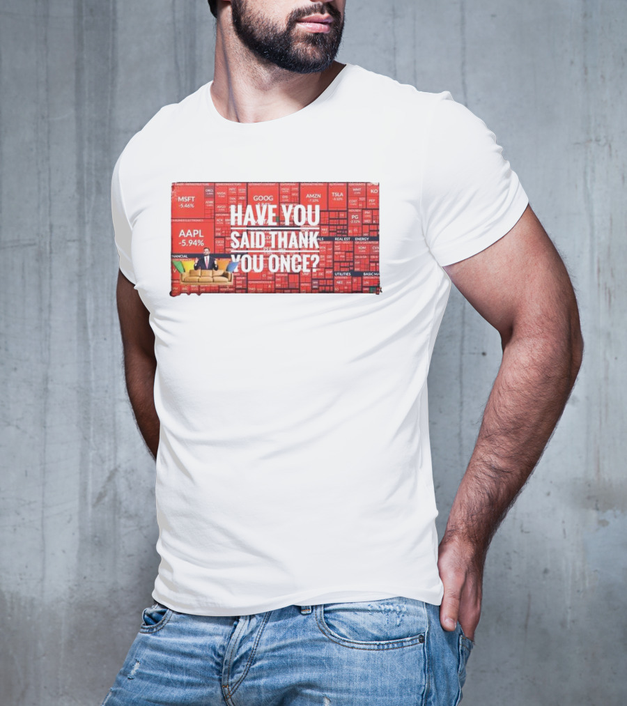 JD Vance Have You Said Thank You Once Stock Market Red Decline Background T-Shirt