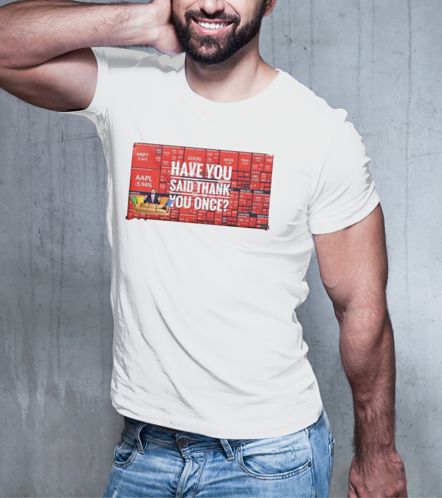 JD Vance Have You Said Thank You Once Stock Market Red Decline Background T-Shirt