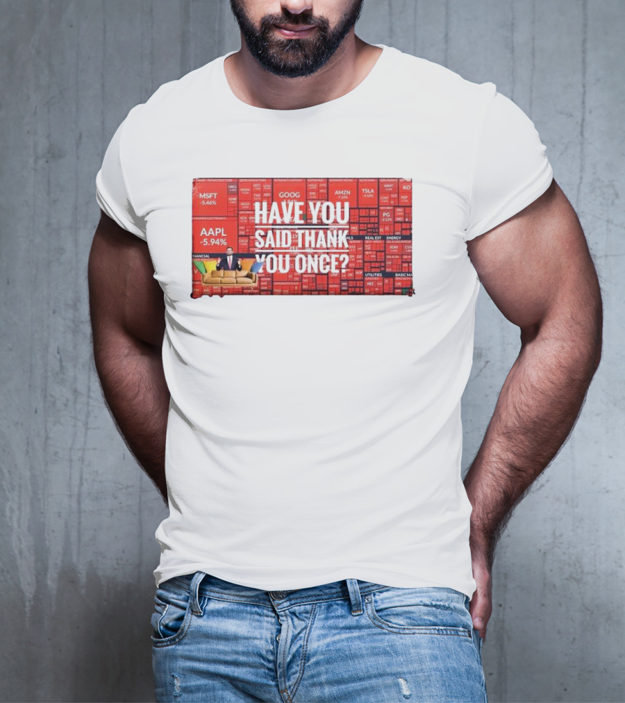 JD Vance Have You Said Thank You Once Stock Market Red Decline Background T-Shirt