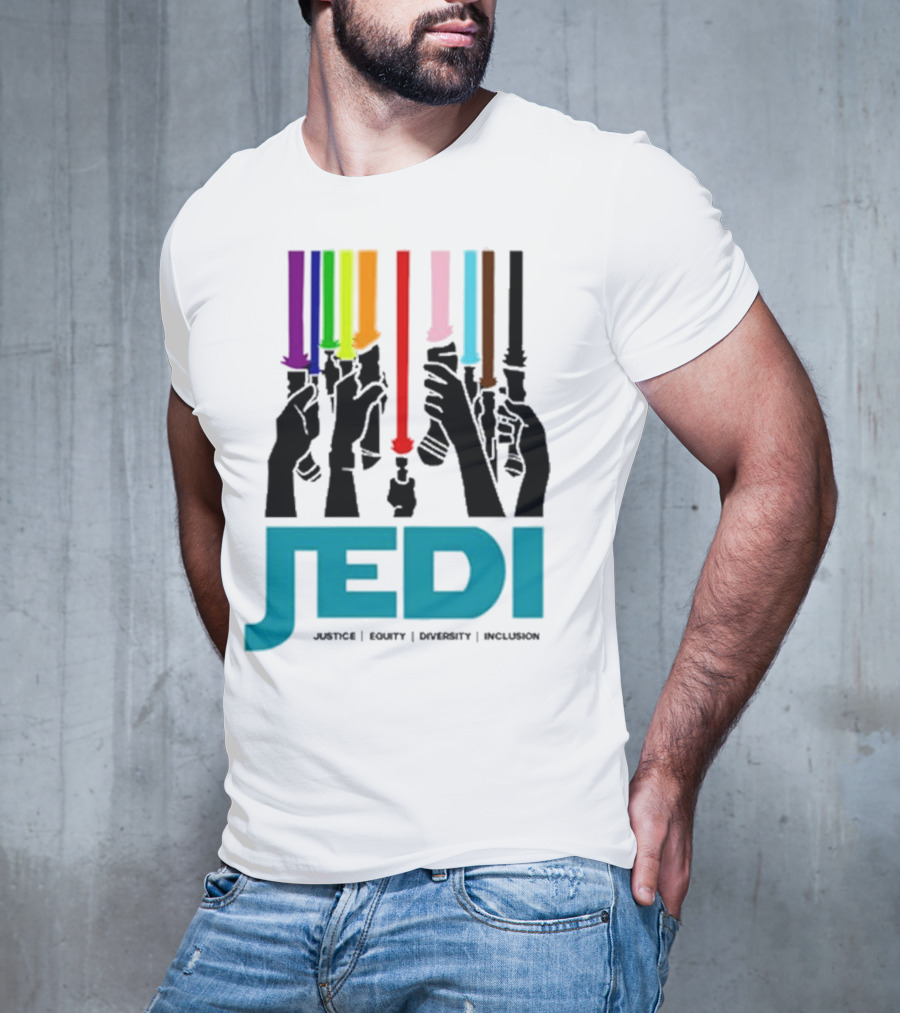 Jedi Justice Equity Diversity Inclusion Lightsaber Colors T-Shirt