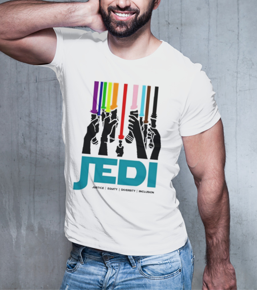 Jedi Justice Equity Diversity Inclusion Lightsaber Colors T-Shirt