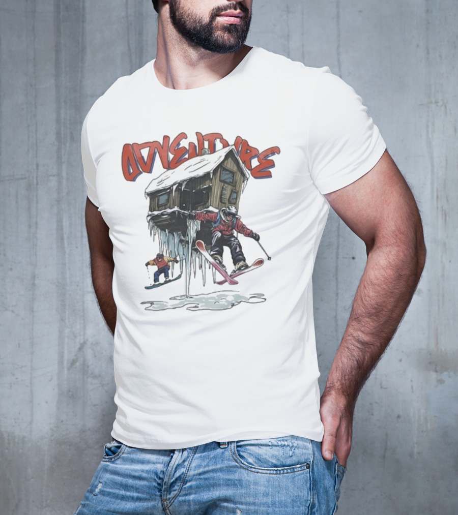 Adventure Jimmy's One Last Run Skiing Cabin Snowboarding T-Shirt