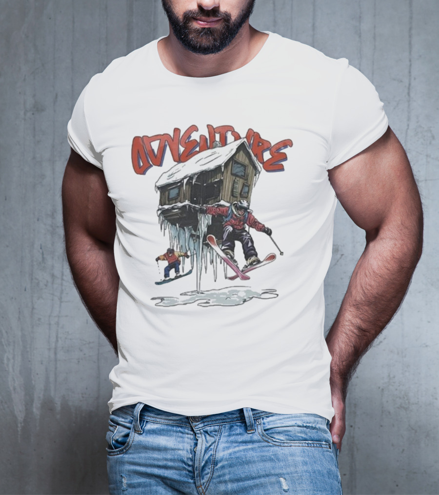 Adventure Jimmy's One Last Run Skiing Cabin Snowboarding T-Shirt