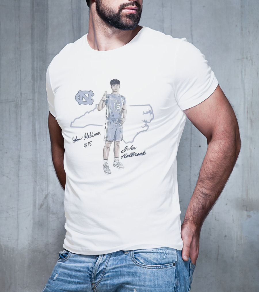 North Carolina Tar Heels John Holbrook Player Illustration Number 45 T-Shirt