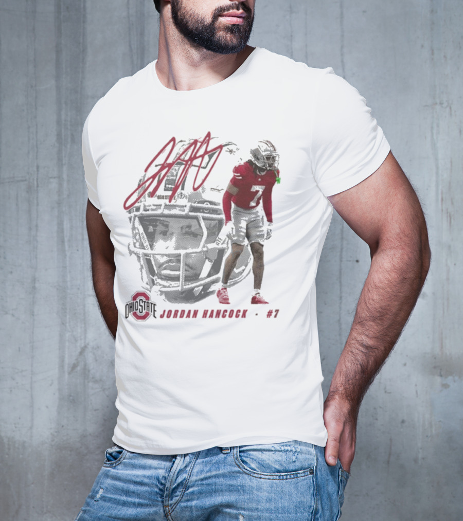 Ohio State Football Jordan Hancock #7 Player Signature T-Shirt