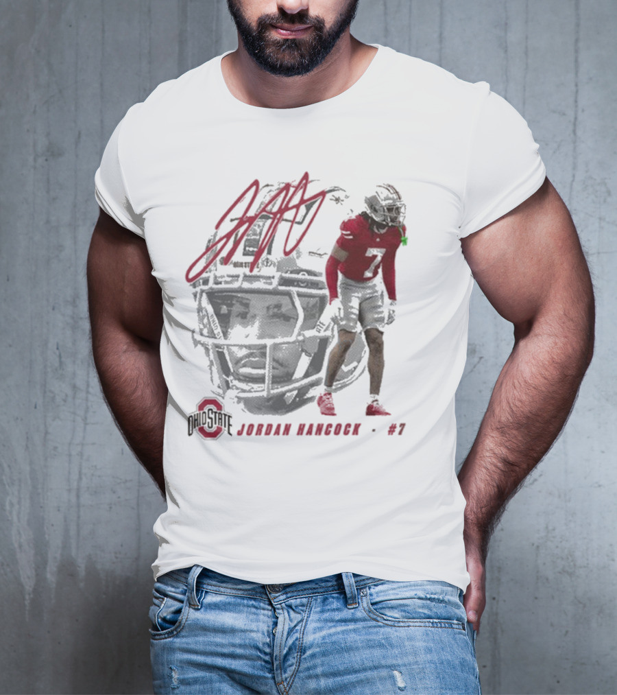 Ohio State Football Jordan Hancock #7 Player Signature T-Shirt