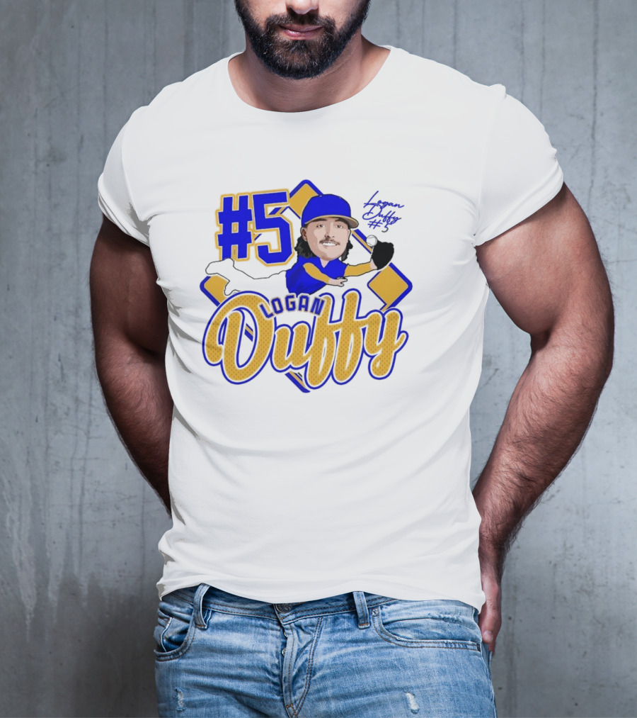 Logan Duffy #5 Baseball Player Illustration 2025 T-Shirt