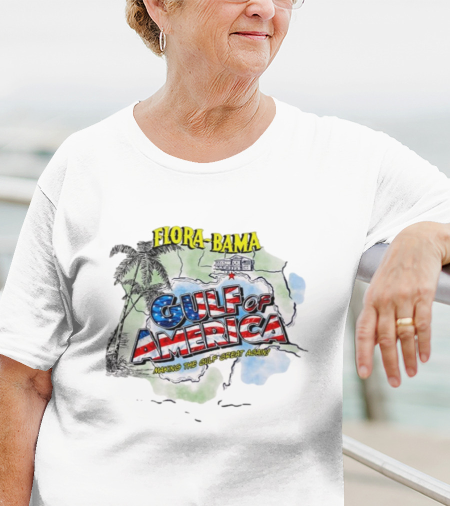 Flora-Bama Gulf Of America Making The Gulf Great Again 2025 Palm Tree Map T-Shirt
