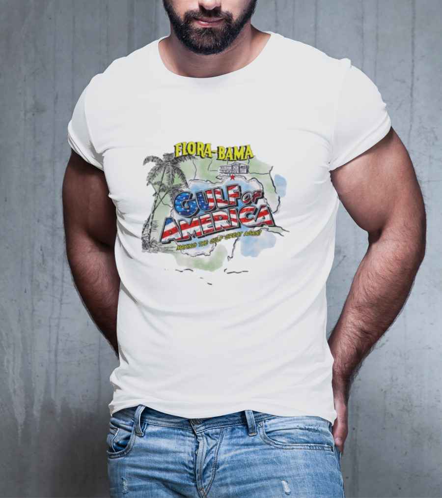Flora-Bama Gulf Of America Making The Gulf Great Again 2025 Palm Tree Map T-Shirt