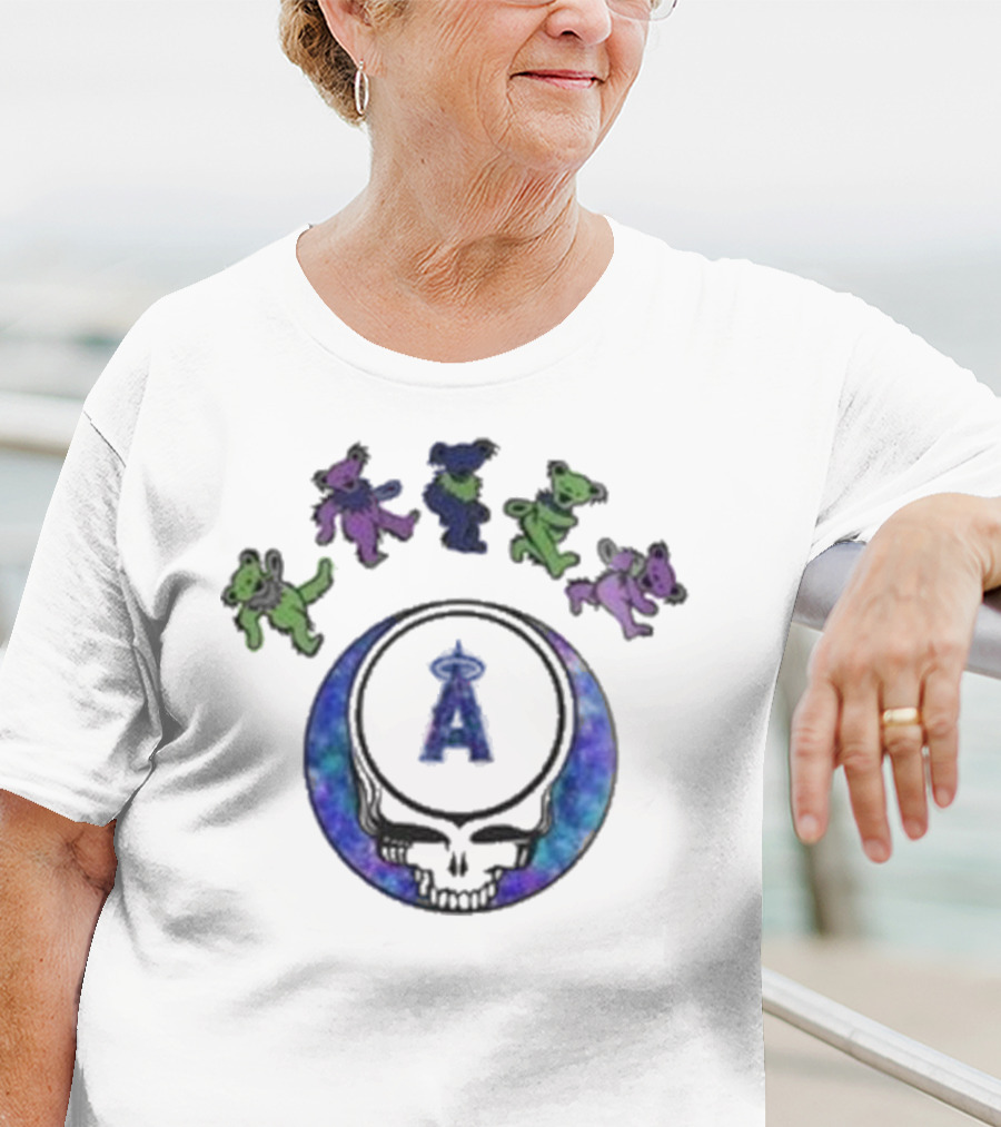 Los Angeles Angels 2025 Grateful Dead Skull Bears Night Baseball T-Shirt