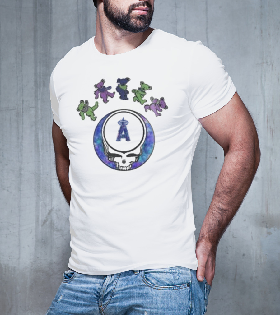 Los Angeles Angels 2025 Grateful Dead Skull Bears Night Baseball T-Shirt