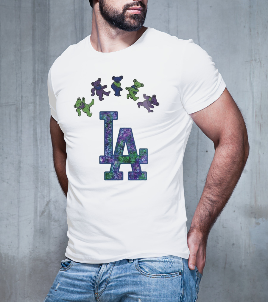 Los Angeles Dodgers Grateful Dead Night 2025 LA Logo Dancing Bears T-Shirt