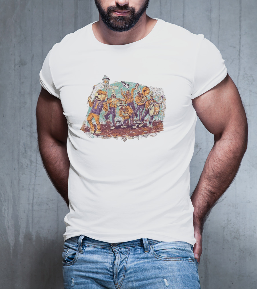 LSU Tigers Football Mardi Gras 2025 Band Parade Celebration T-Shirt