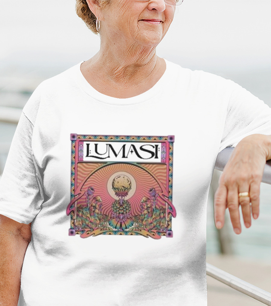Lumasi Psychedelic Sun And Moon With Floral Elements T-Shirt